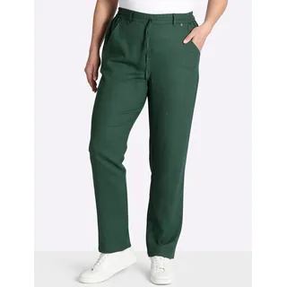 Jogger Pants SHEEGO, Damen, Gr. 48, Normalgrößen, moos, 55% Leinen, 45% Viskose, unifarben, Hosen Jogger Pants