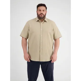 Kurzarmhemd LERROS "Kurzarmhemd mit Knitterlook, grosse Größen", Herren, Gr. 3XL, extraweit, gravel beige, 99% Baumwolle, 1% Elasthan, Hemden Kurzarmhemd