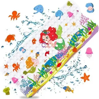 Antislip Bademat für Kinder, 100 x 40 cm, BPA-frei, lang, maschinell waschbar