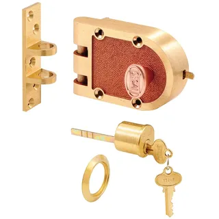 prime-line Produkte SE 15326 Bronze Riegelschloss mit einzigen Zylinder und flach Strike, Messing