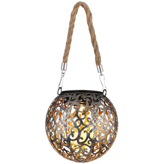 GLOBO Solarleuchte Metall 26 cm Silbergrau Antik