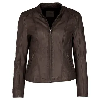 Bikerjacke MUSTANG "Lederjacke 31021532", Damen, Gr. L, braun (schwarz braun), Obermaterial: 100% Lammleder LEL. Futter: 100% Baumwolle CO., Jacken Bikerjacke