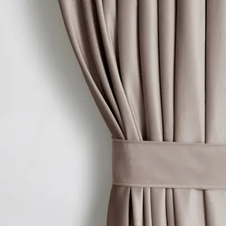 AmeliaHome Set Vorhang H 270 x B 140 cm mit Raffhalter 54 x 10 cm Velvet Optik Dunkelbeige 1 St. Kräuselband Wellenband Samt Halbverdunkelungsvorhang Fensterdekoration Dekoschal Dekorvorhang