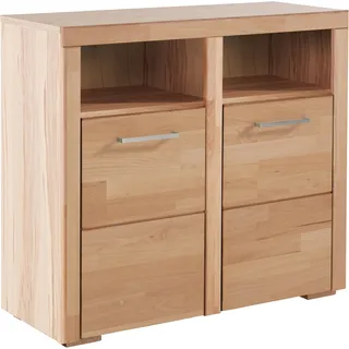 OTTO home "Falco,89cm breit,35 cm tief, Fronten Massivholz", Kernbuche massiv, Holzwerkstoff, Metall Griffe,6Fächer,