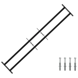vidaXL Sicherheitsgitter für Fenster mit 2 Querstangen 3 pcs 93-174 cm - Schwarz