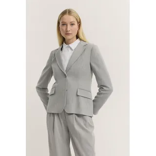 Kurzblazer BUGATTI, Damen, Gr. 48, grau (240, grau), 63% Polyester, 34% Viskose, 3% Elasthan, unifarben, normal, normaler Saum, Blazer Kurzblazer, mit Streifen