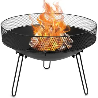Ambiance Garten- Feuerstelle Gartenkamin Feuerkorb Feuerschale Feuerstelle Feuerkessel aus Metall schwarz 60 cm