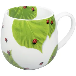 Könitz Kaffeebecher Kuschelbecher Marienkäfer auf Laub im Geschenkkarton Becher, Porzellan, Mehrfarbig, 1 Stück (1er Pack)