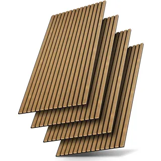 Juskys Wandpaneele Akustik Eiche Natur Dunkel 4 St. 120 x 60 x 1,8 cm