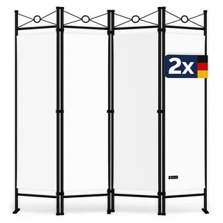 Paravent Lucca 2er-Set Weiß 180x163cm