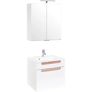 Held Badezimmer , Weiß, Sonoma Eiche , Holzwerkstoff , 2 Fächer , 2 Schublade(n),1 Schublade(n) Schubladen , F , 60x54x47 cm , Made in Germany , hängend , Badezimmer, Badmöbelsets & Badmöbelserien, Badmöbel-Sets