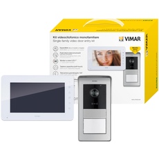 VIMAR K42930 Set AP-Videohaustelefon mit Videohaustelefon mit kapazitiver Tastatur, RFID-Audio-/Video-Klingeltableau mit 1 Taste, Netzteil 40103, mit Halterungen für Wandbefestigung