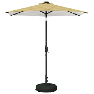 vidaXL Gartenparasol mit LED-Lichtern und Sockel 230 x 230 cm - Gelb