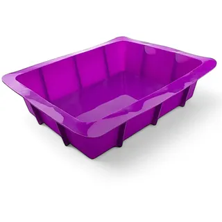 GMMH XXL Silikon Auflaufform für Lasagne (Lila) Aufläufe und Brownies, Antihaft Lasagneform, 30 x 20 cm, Brownieform Kastenform Backform Kuchenform Silikonbackform Silikonformen Backen
