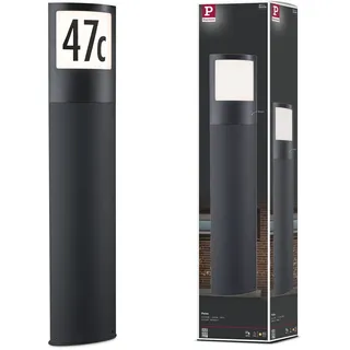Paulmann LED Pollerleuchte Padea Kunststoff 87,9 cm inkl. Dämmerungssensor Bewegungsmelder grau