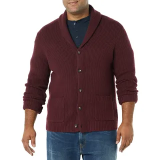 Amazon Essentials Herren Langärmliger Soft-Touch-Cardigan mit Schalkragen, Burgunderrot, L