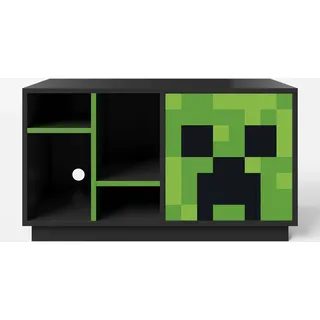 MINECRAFT - TV-Möbel, Lowboard, Konsolen-Regal, Gaming Möbel mit dunklem Design und Beleuchtung - Grau, Grün