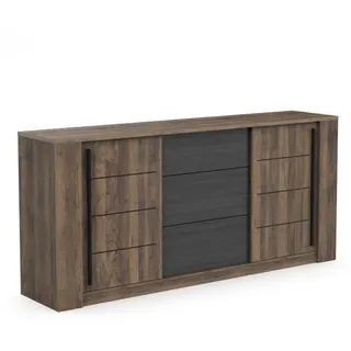 Demeyere Sideboard, Dunkles Holz und Schwarz, 200 x 90 x 45 cm