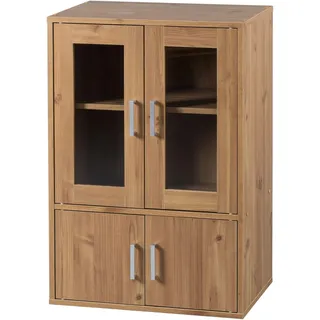 Iris Ohyama, Möbel, Bücherregal, Geschirrschrank, Sideboard mit 4 Regalen und 4 Türen, Vielseitig verwendbar, Büro, Küche, Schlafzimmer, Wohnzimmer - Cabinet GKN-9060 - Hellbraun