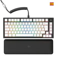 Glorious Gaming GMMK PRO 75% – Modulares mechanisches Gaming-Keyboard, TKL, Grundgerüst 1,5 kg, voll anpassbar, Spiralkabel, Handgelenkablage, PBT-Tastenkappen, Spanisch QWERTY Layout - Schwarz