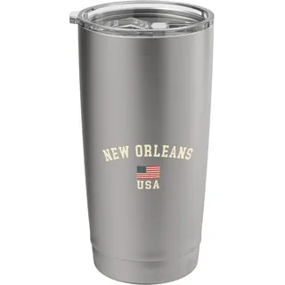 Vintage New Orleans USA Amerikanische Flagge Louisiana Souvenir Doppelwandiger Edelstahl-Thermobecher