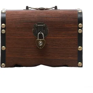 Trurovem Vintage-Aufbewahrungsbox aus Holz mit Schloss, Retro-Sparschwein für Geld, Schmuck, Andenken, sicherer dekorativer Organizer für Zuhause, Büro, Geburtstag, Hochzeit (L)