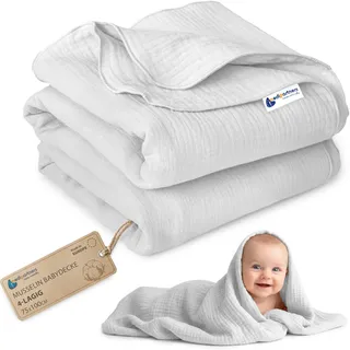 Medi Partners Musselin Babydecke 75x100cm Baby Decke Musselindecke Neugeborenen - dünne dünne Kuscheldecke Sommer Babydecken für Kleinkinder Krabbeldecke Kinderbett Kinderwagen (Grau)