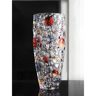 Große bunte Punkt-Kristallglas-Blumenvase, 30 cm, moderne Vase für Wohnzimmer, Schlafzimmer, Küche, Esstisch, Kaminsims, Hochzeit.