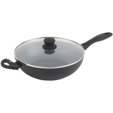 Russell Hobbs RH02812EU7 Metallic Marble Wok - Antihaftpfanne, Familienpfanne sautieren, 28cm große Universal-Kochpfanne, Deckel aus gehärtetem Glas mit Dampfbelüftung, geeignet für Induktionskochfeld