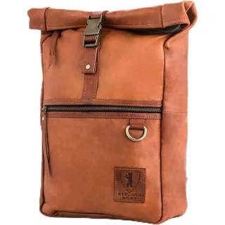 Berliner Bags Rolltop Rucksack Utrecht Vintage, Lederrucksack - Braun | Fahrradrucksack & Rolltop-Rucksack, 15 Zoll Laptopfach für Damen und Herren, YKK-Reißverschluss, Geheimfach & Innentasche