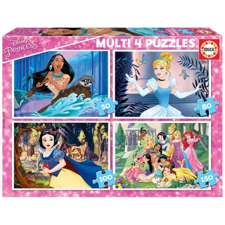 Educa 17637 Multi 4 Disney Princess 50-80-100-150, Spiel