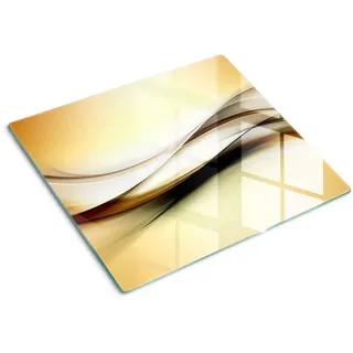 Tulup Glasplatte 60x52 cm Abstrakt , Goldfarben , Glas , 60x0.4x52 cm , Küchen, Küchenelektrogeräte, Herde, Herdabdeckplatten