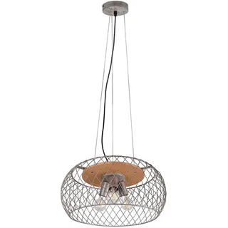Trio Leuchten Pendelleuchte Tamil 311100367, Metall Nickel antik, Holz naturblassen, exkl. 3x E27