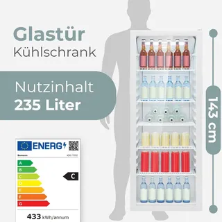 Bomann KSG 7292 Getränkekühlschrank (236 l, 1430 mm hoch, Weiß)