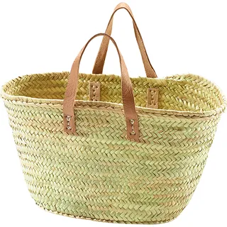 Kobolo Ibizatasche aus Palmblatt Größe S - Einkaufstasche Korb Damen Schultertasche Handtasche Tasche Bag Pocket Deko Korbtasche Strandtasche Shopper - Naturbelassen