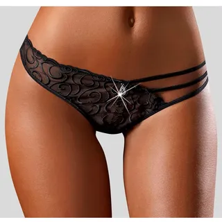 String LASCANA, Damen, Gr. 48/50, schwarz, Microtouch, Obermaterial: 75% Polyamid, 15% Elasthan, 10% Polyester, Unterhosen String, mit aufregender Stickerei, sexy Dessous, Reizwäsche, Topseller