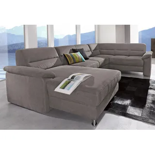 sit&more Wohnlandschaft »Ascara U-Form«, inklusive Boxspring/Federkern-Polsterung, wahlweise mit Bettfunktion, grau