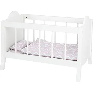 Small Foot Company small foot Puppengitterbett aus Holz, mit weicher Matratze, Bettdecke, Kissen und Bettwäsche, ab 3 Jahren, 11778, Klein
