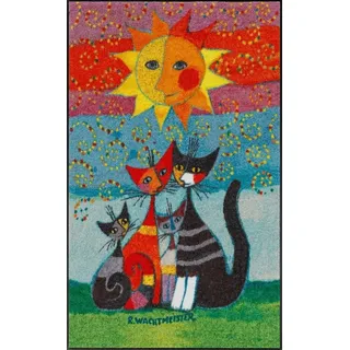 SALONLOEWE Rosina Wachtmeister Fußmatte Momenti 75x120 cm Katzen bunt Läufer Wohn-Teppich waschbar