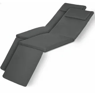 Beautissu Deckchairauflage 175 x 45 x 5 cm grau 2-tlg.