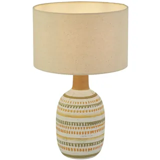 Nachttischlampe Tischleuchte E14 40,5 cm Creme Stoff Keramik E14 Retro