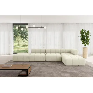ALTDECOR Modulares Sofa Ecksofa in L-Form - Kerru-L2 - 380x190x70 cm Beige universal, links/rechts Corner modular Sofa Eckcouch Couch Wohnlandschaft Cauchsofa Polstersofa - Creme