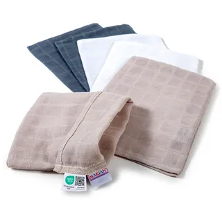 MAKIAN 6 Stück Baby Waschhandschuh klein, 15x20 cm - Waschlappen Set, Mullwaschhandschuh aus 100% Baumwolle, ÖkoTex Standard 100 geprüft - Graphit/Greige/Weiß