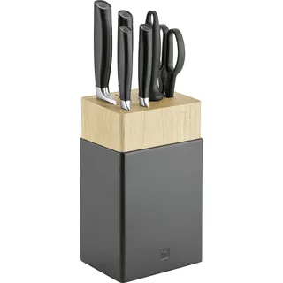 ZWILLING Messerblockset Schwarz All * Star 7teilig - Schwarz, Silber, Braun