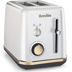 Breville Toaster für 2 Scheiben mit Brötchenaufsatz | Mostra-Kollektion | Mondscheinsilber mit Goldakzenten