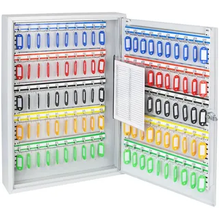 HMF 135100-07 Schlüsselschrank 100 Haken verstellbare Hakenleisten, 55,0 x 38,0 x 8,0 cm, lichtgrau