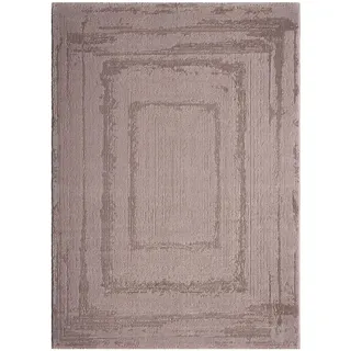 VIMODA Teppich Wohnzimmer Schlafzimmer Modern Hoch&Tief Bordüre Qualitativ 3D Effekt,Maße:200x290 cm;Farbe:Taupe