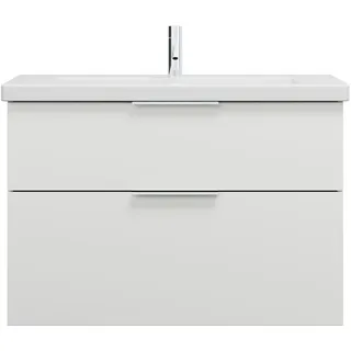 burgbad Eqio Keramik-Waschtisch inklusive Waschtischunterschrank, Breite 930mm, SEYQ093F2009C0001G0146, Farbe: Weiß Hochglanz / Weiß Hochglanz, Griff Chrom G0146