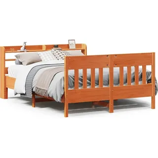 vidaXL Massivholzbett ohne Matratze Wachsbraun 160x200 Kiefernholz - Braun