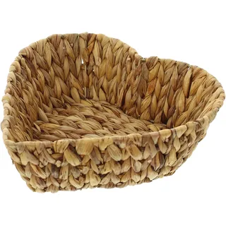 FRANK FLECHTWAREN Dekokorb Herzform 30 x 30 x 10 cm Geschenkkorb Aufbewahrungskorb Wasserhyazinthe Metallrahmen naturfarben handgeflochten stabil